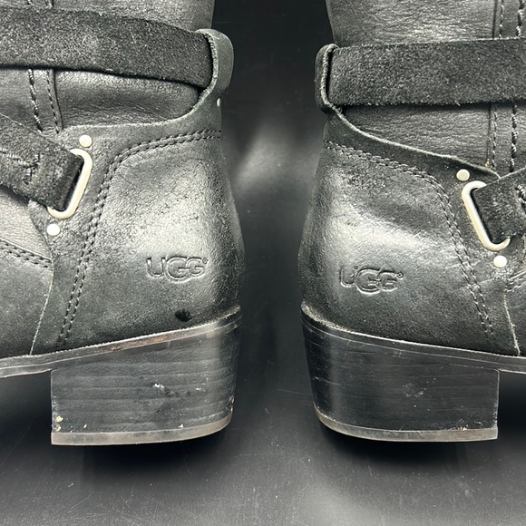 UGG AUSTRALIA DARCIA BLACK LEATHER KNEE HIGH BOOT WOMEN SIZE 8.5 RIDING BOOT - Picture 8 of 14